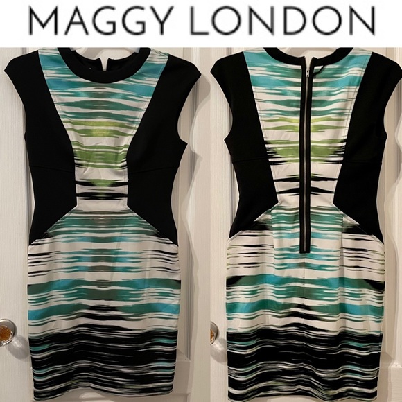 GUC SCUBA DRESS. STRIPED, SLEEVELESS UNLINED DRESS. Makes the perfect silhouette - Picture 1 of 11